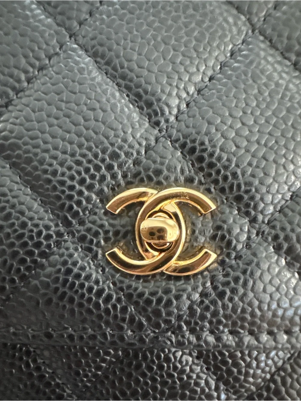 CHANEL Black Quilted Bag with Gold CC